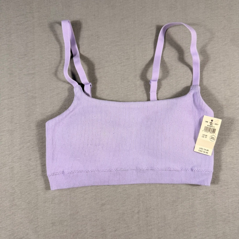 Aerie Real Good Ribbed Seamless Bralette Lilac Purple Square Neck XS NWT‎